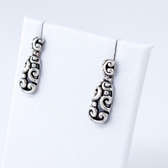 Vintage Thailand SX Sterling Silver 925 2cm Scroll Drop Earrings - Picture 3 of 9